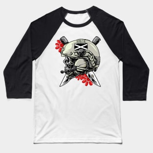 Task Force Doomer Helmet Skull With Red Daisy Flowers Forward Observation Group Cool Meme Design Pri Baseball T-Shirt